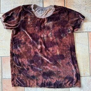 Pete & Greta Johnny Was Brown Tie Dye Velvet Silk Blend Oversized Top Small